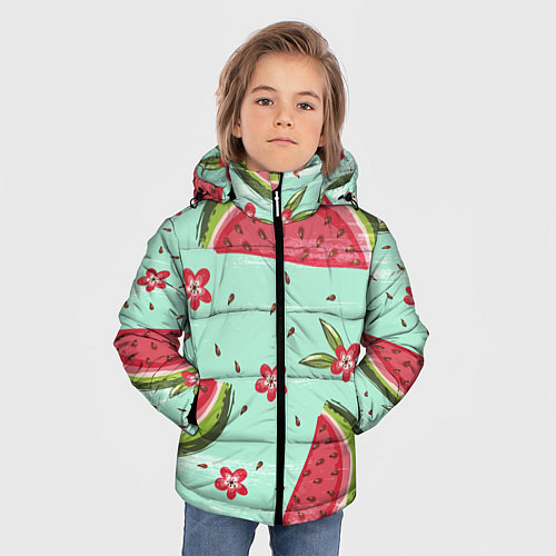 Зимняя куртка для мальчика Арбузный вкус / 3D-Черный – фото 3