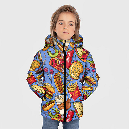 Зимняя куртка для мальчика Fastfood Life / 3D-Черный – фото 3