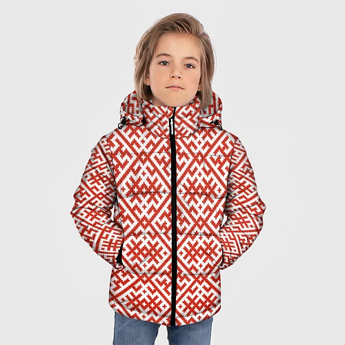 Зимняя куртка для мальчика Духобор: Обережная вышивка / 3D-Черный – фото 3