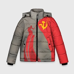 Куртка зимняя для мальчика Флаг над Рейхстагом, цвет: 3D-черный