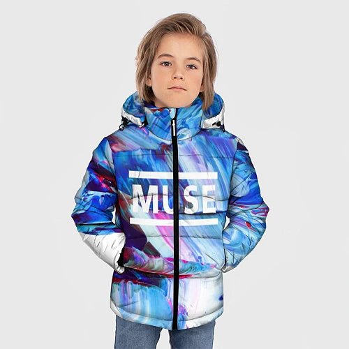 Зимняя куртка для мальчика MUSE: Blue Colours / 3D-Черный – фото 3