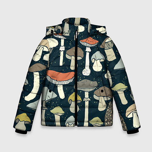 Зимняя куртка для мальчика Грибной лес / 3D-Светло-серый – фото 1