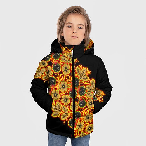 Зимняя куртка для мальчика Славянская роспись / 3D-Черный – фото 3