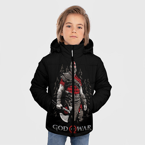 Зимняя куртка для мальчика Кратос-дровосек / 3D-Черный – фото 3