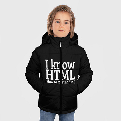 Зимняя куртка для мальчика I know HTML / 3D-Черный – фото 3