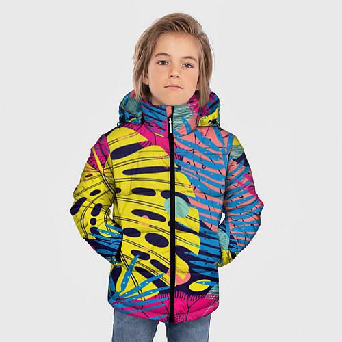 Зимняя куртка для мальчика Тропическая мода / 3D-Черный – фото 3