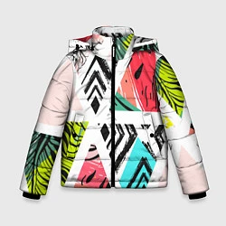 Куртка зимняя для мальчика Тропическое ассорти, цвет: 3D-красный