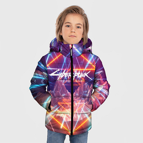 Зимняя куртка для мальчика Cyberpunk 2077: Neon Lines / 3D-Черный – фото 3