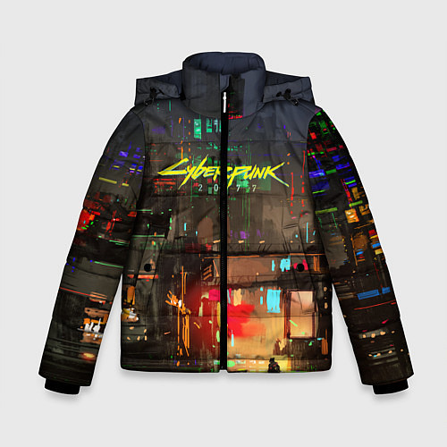 Зимняя куртка для мальчика Cyberpunk 2077: Night City / 3D-Светло-серый – фото 1