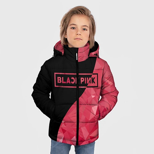 Зимняя куртка для мальчика Black Pink: Pink Polygons / 3D-Черный – фото 3