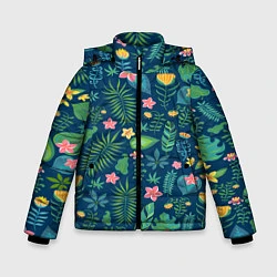 Куртка зимняя для мальчика Тропический лес, цвет: 3D-черный