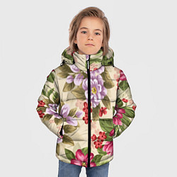 Куртка зимняя для мальчика Цветочный мотив, цвет: 3D-черный — фото 2