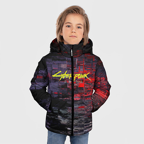 Зимняя куртка для мальчика Cyberpunk 2077: Techno Style / 3D-Черный – фото 3