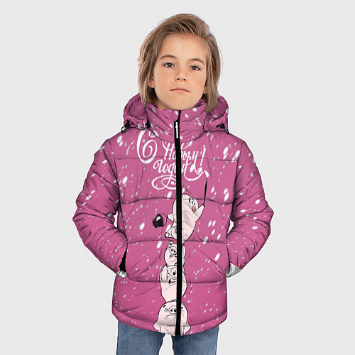 Зимняя куртка для мальчика Новогодние поросята / 3D-Черный – фото 3
