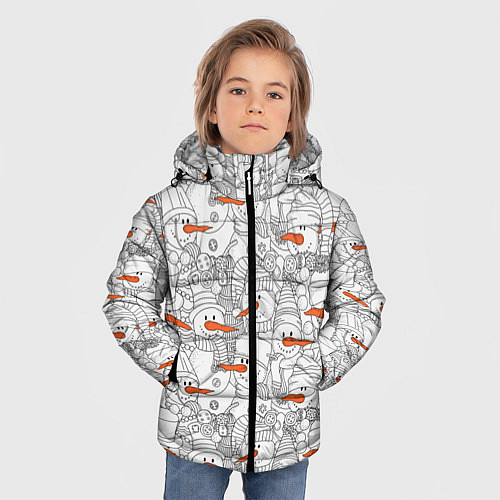 Зимняя куртка для мальчика Зимние снеговики / 3D-Черный – фото 3