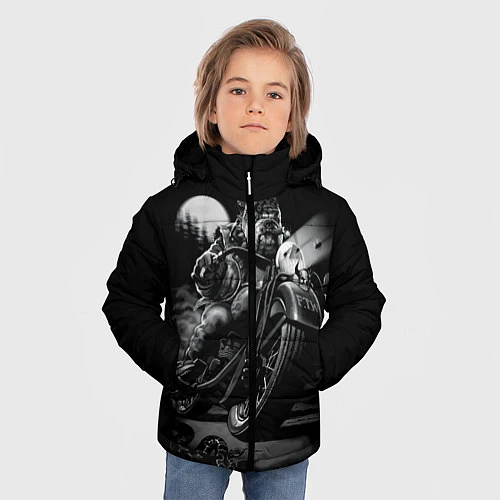 Зимняя куртка для мальчика Бульдог-байкер / 3D-Черный – фото 3