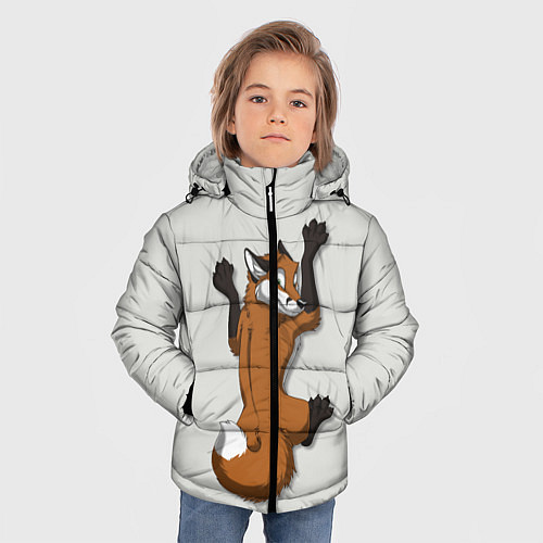 Зимняя куртка для мальчика Лис вцепился / 3D-Черный – фото 3