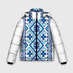 Куртка зимняя для мальчика Орнамент Руси: синий, цвет: 3D-красный
