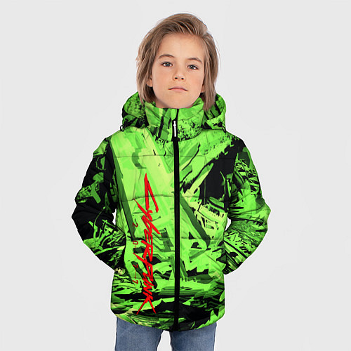 Зимняя куртка для мальчика Cyberpunk 2077: Green Breaks / 3D-Черный – фото 3