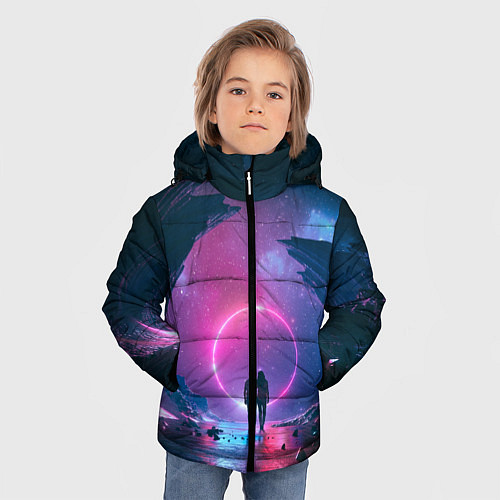 Зимняя куртка для мальчика Любовь в космосе / 3D-Черный – фото 3