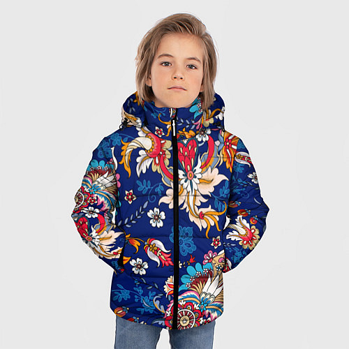 Зимняя куртка для мальчика Экзотический орнамент / 3D-Черный – фото 3