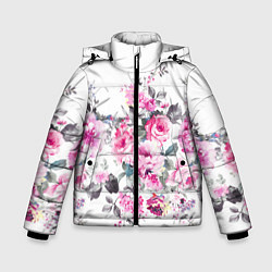 Куртка зимняя для мальчика Розовые розы, цвет: 3D-черный