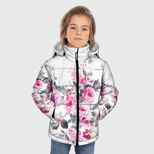 Зимняя куртка для мальчика Розовые розы / 3D-Черный – фото 3