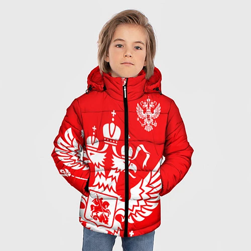 Зимняя куртка для мальчика Красная Россия / 3D-Черный – фото 3