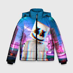 Куртка зимняя для мальчика Marshmello: Glitch Effect, цвет: 3D-черный
