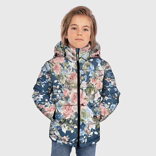 Зимняя куртка для мальчика Цветущие розы / 3D-Черный – фото 3