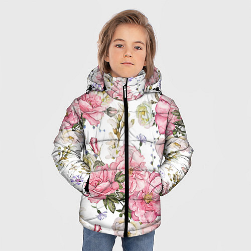 Зимняя куртка для мальчика Нежные розы / 3D-Черный – фото 3