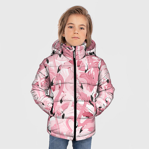 Зимняя куртка для мальчика Розовый фламинго / 3D-Черный – фото 3