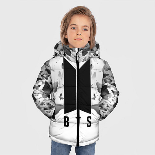 Зимняя куртка для мальчика BTS: Grey Butterflies / 3D-Черный – фото 3
