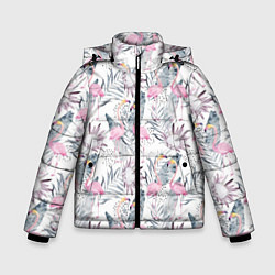 Зимняя куртка для мальчика Тропические фламинго