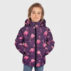 Куртка зимняя для мальчика Фиолетовые фламинго, цвет: 3D-красный — фото 2