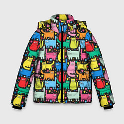 Куртка зимняя для мальчика Разноцветные котики, цвет: 3D-красный
