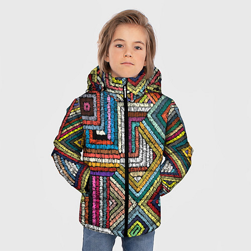 Зимняя куртка для мальчика Этнический орнамент вышивка / 3D-Черный – фото 3