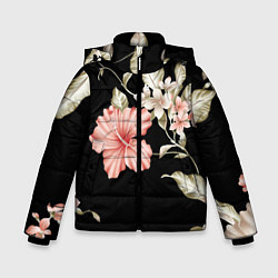 Куртка зимняя для мальчика Красивые Цветочки, цвет: 3D-черный