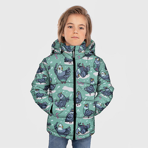 Зимняя куртка для мальчика Голуби и червяки / 3D-Черный – фото 3