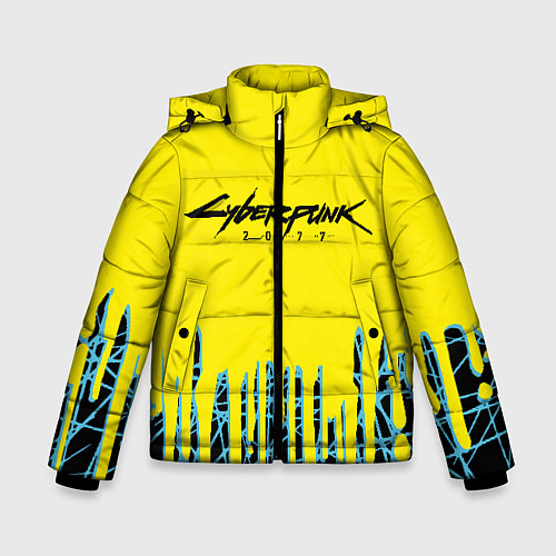 Зимняя куртка для мальчика Cyberpunk 2077: Yellow Style / 3D-Светло-серый – фото 1