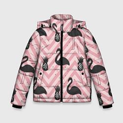 Зимняя куртка для мальчика Черный фламинго арт