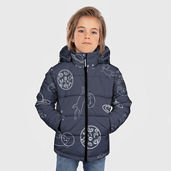 Куртка зимняя для мальчика Космо киски, цвет: 3D-светло-серый — фото 2