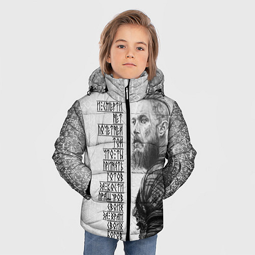 Зимняя куртка для мальчика И смерти нет почетней той / 3D-Черный – фото 3