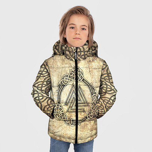 Зимняя куртка для мальчика Валькнут символ павших в битве / 3D-Черный – фото 3