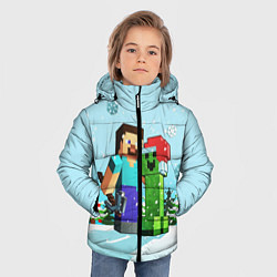 Куртка зимняя для мальчика MINECRAFT НОВОГОДНИЙ, цвет: 3D-светло-серый — фото 2