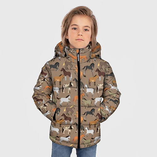 Зимняя куртка для мальчика Кони-лошади / 3D-Черный – фото 3