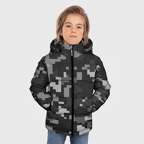 Зимняя куртка для мальчика Пиксельный камуфляж / 3D-Черный – фото 3