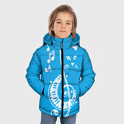 Куртка зимняя для мальчика Котик Меломан голубой, цвет: 3D-красный — фото 2