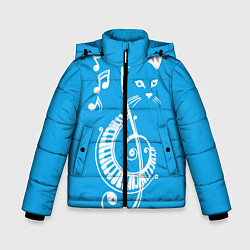 Зимняя куртка для мальчика Котик Меломан голубой