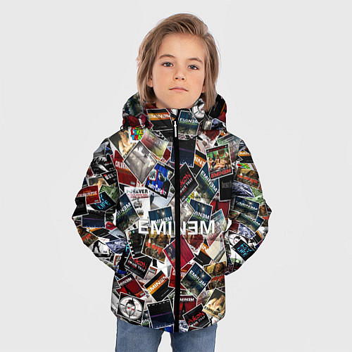 Зимняя куртка для мальчика Дискография EMINEM / 3D-Черный – фото 3